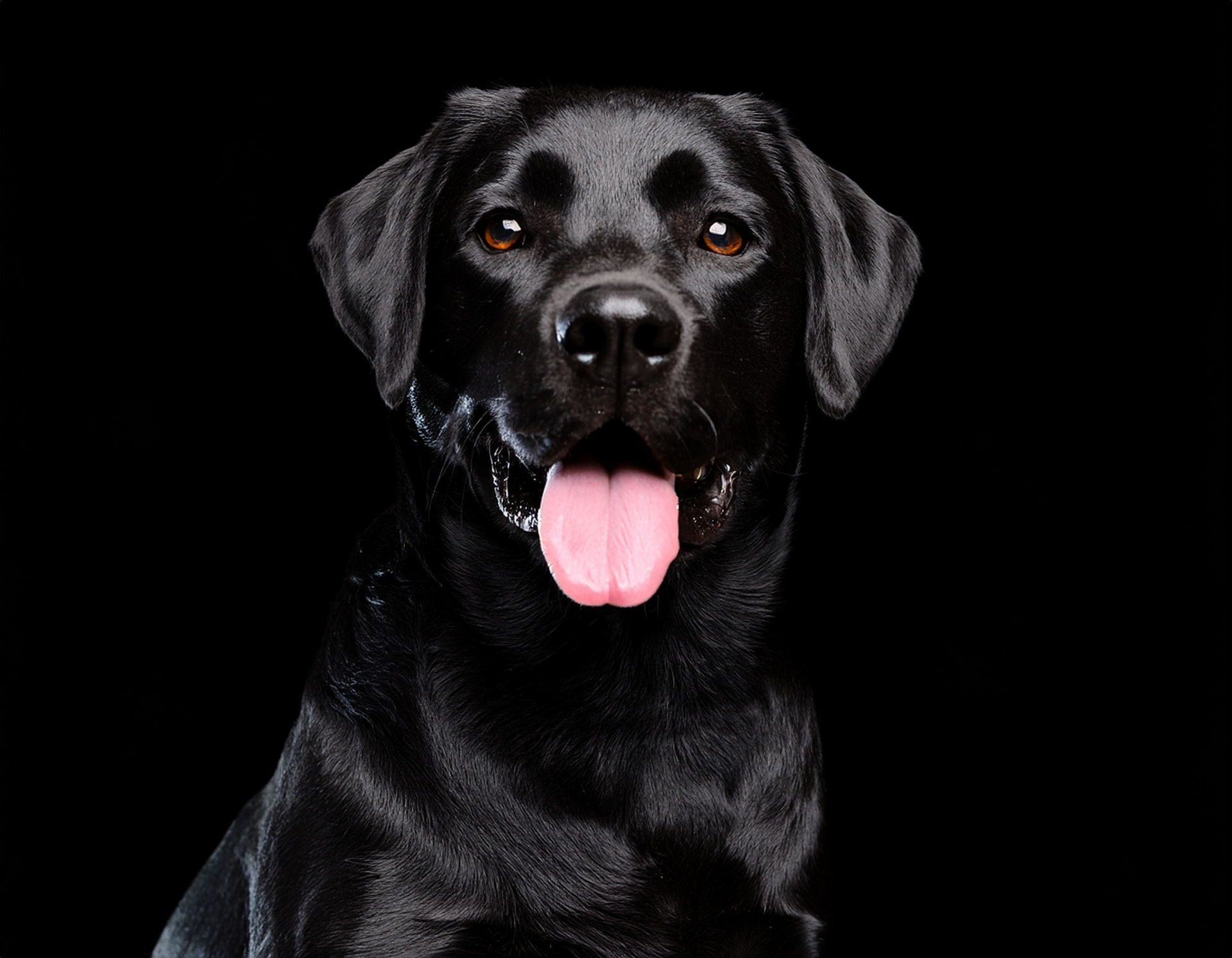 Black Labrador against a black background